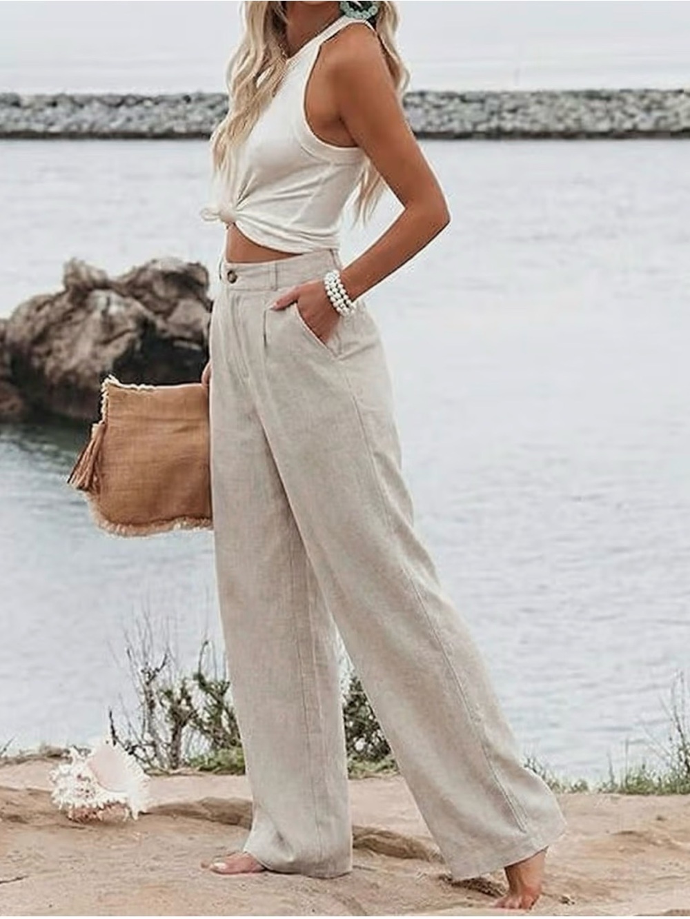Find a beach!! Wide Leg Linen Pants